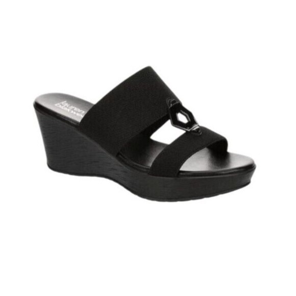 Lauren Blakwell Piper Platform Wedge Sandals  Size 6  NWOB  Black - Picture 1 of 13
